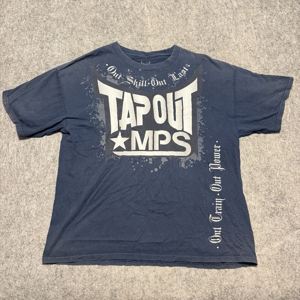 Vintage Tapout MPS MMA Graphic T Shirt XXL Black Distressed Y2K Affliction Mens